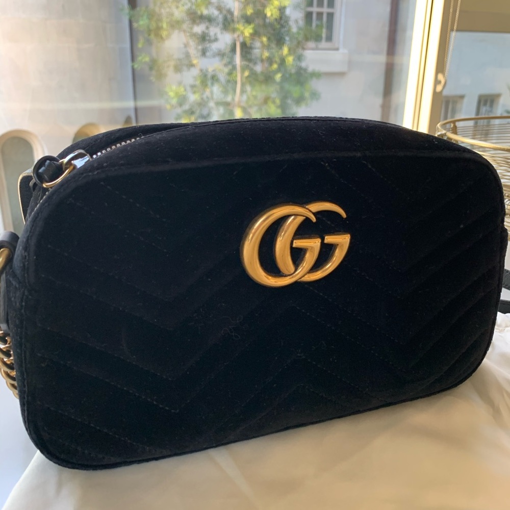 Gucci GG velvet Marmont camera bag